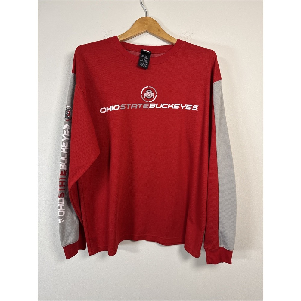Ohio State Buckeyes Shirt•Mens Size Large•Red/Gray NCAA Team Starter Long Sleeve